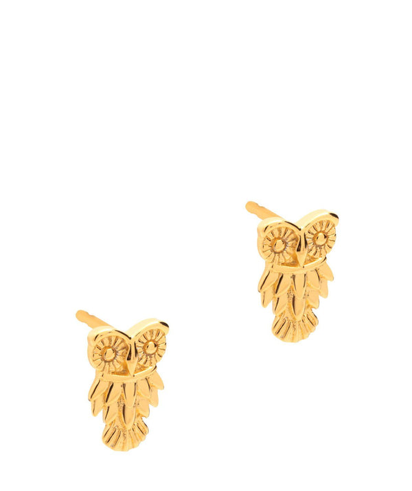 Gift Packaged 'Lowri' 18ct Yellow Gold Plated Sterling Silver Owl Earrings