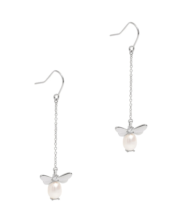 Gift Packaged 'Neith' Sterling Silver Pearl Bee Earrings