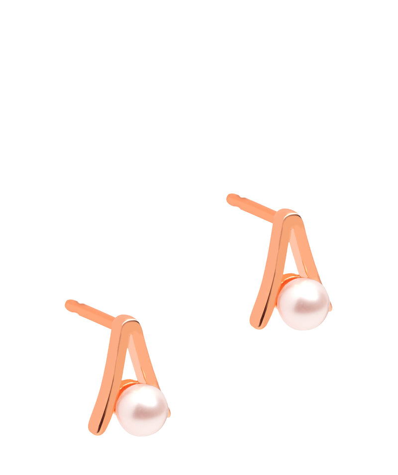 Gift Packaged 'Bastia' 18ct Rose Gold Plated Sterling Silver and Pearl Stud Earrings
