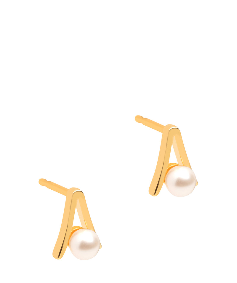 Gift Packaged 'Bastia' 18ct Yellow Gold Plated Sterling Silver and Pearl Stud Earrings