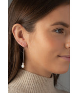 Gift Packaged 'Romy' Sterling Silver Hanging Pearl Earrings