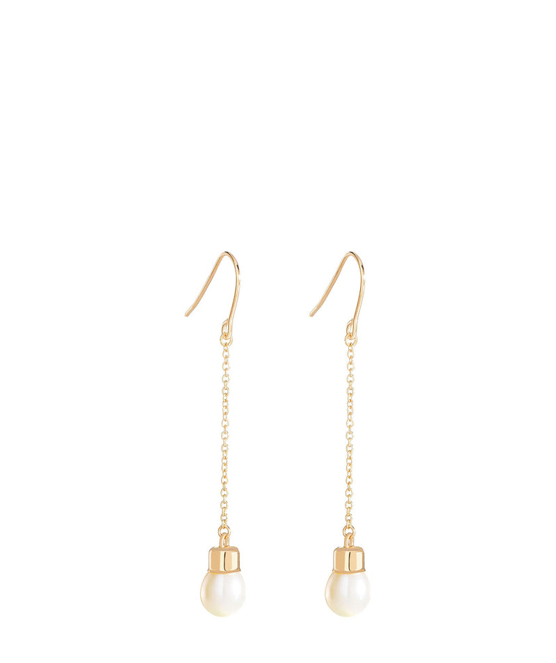 'Romy' Gold Plated Sterling Silver Hanging Pearl Earrings image 1