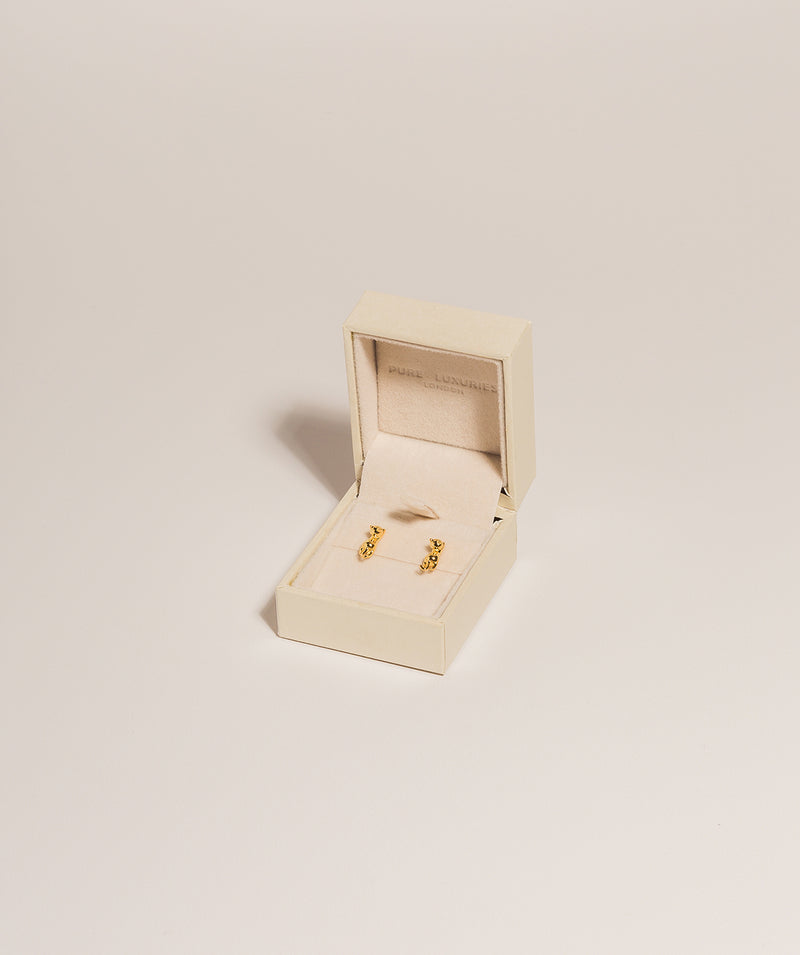 Gift Packaged 'Makeba' 18ct Yellow Gold Plated 925 Silver Cat Stud Earrings