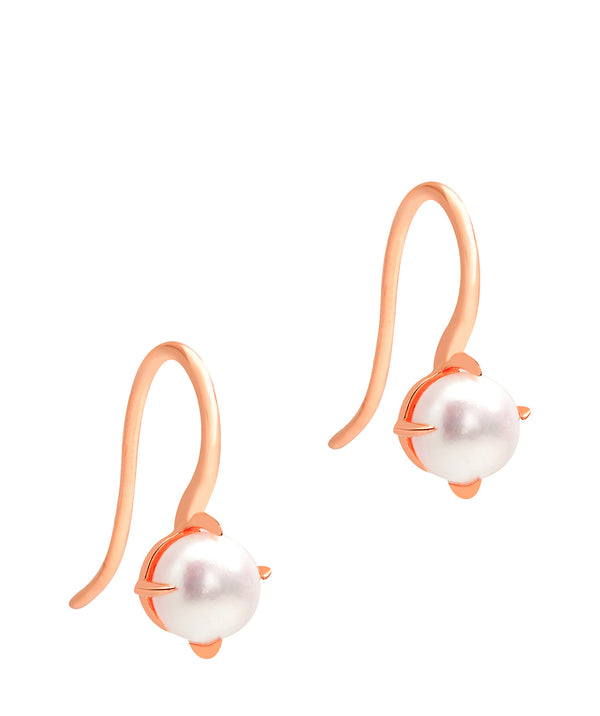 Gift Packaged 'Troyes' 18ct Rose Gold Plated Sterling Silver and Pearl Drop Down Earrings
