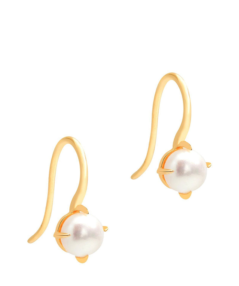 Gift Packaged 'Troyes' 18ct Yellow Gold Plated Sterling Silver and Pearl Drop Down Earrings