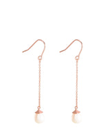 'Eleonore' Rose Gold Plated Sterling Silver Hanging Pearl Earrings image 1