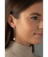 'Eleonore' Sterling Silver Hanging Pearl Earrings image 2