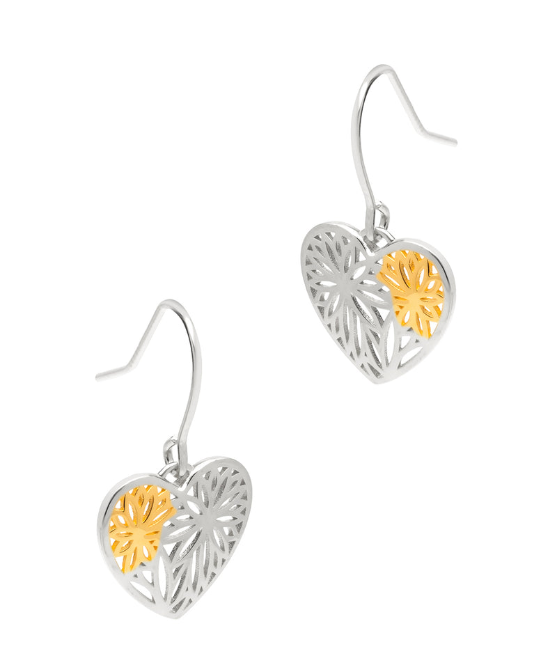 Gift Packaged 'Kalifa' 18ct Yellow Gold Plated & 925 Silver Heart Drop Earrings