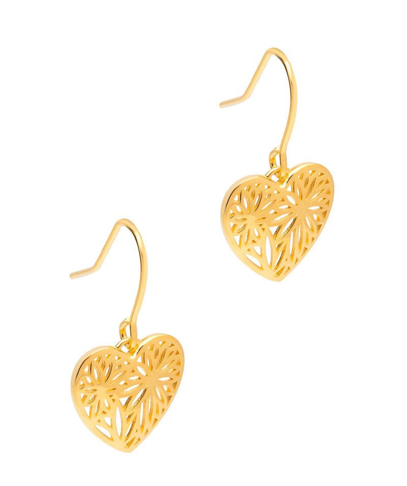 Gift Packaged 'Kalifa' 18ct Yellow Gold Plated 925 Silver Heart Drop Earrings