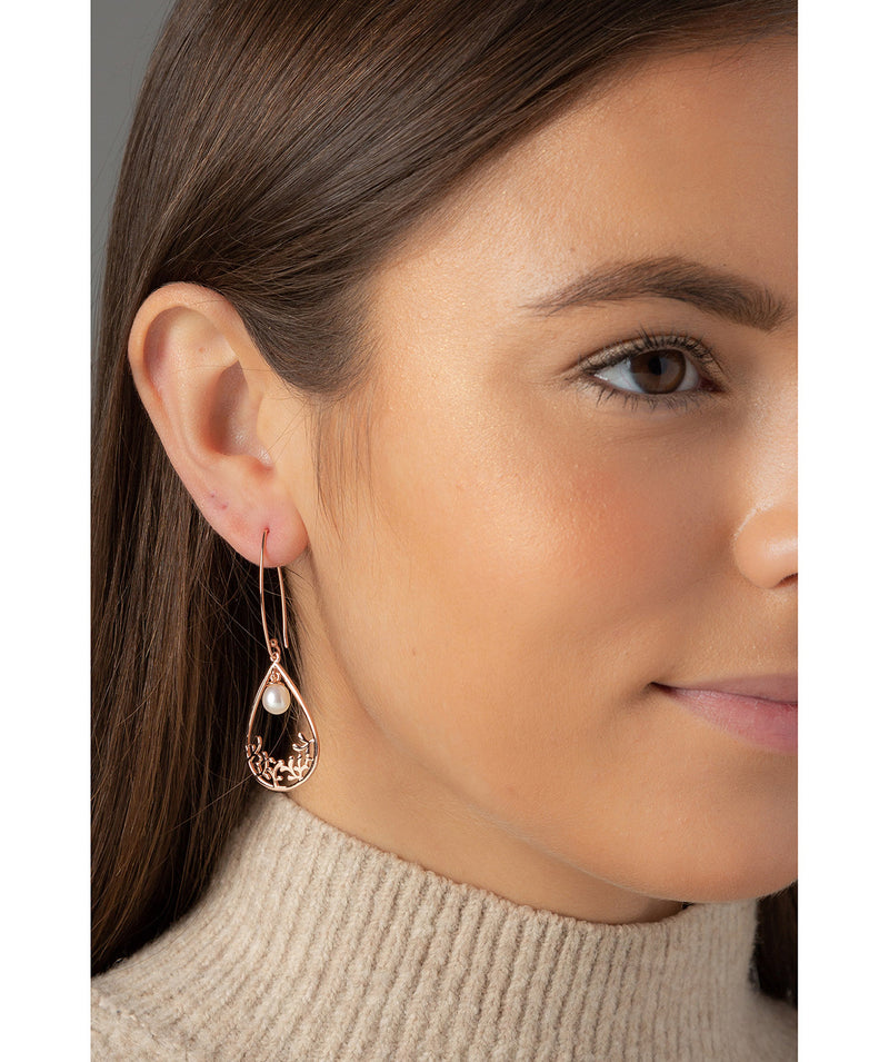 'Antoinette' Rose Gold Plated Sterling Silver Teardrop Pearl Earrings image 2