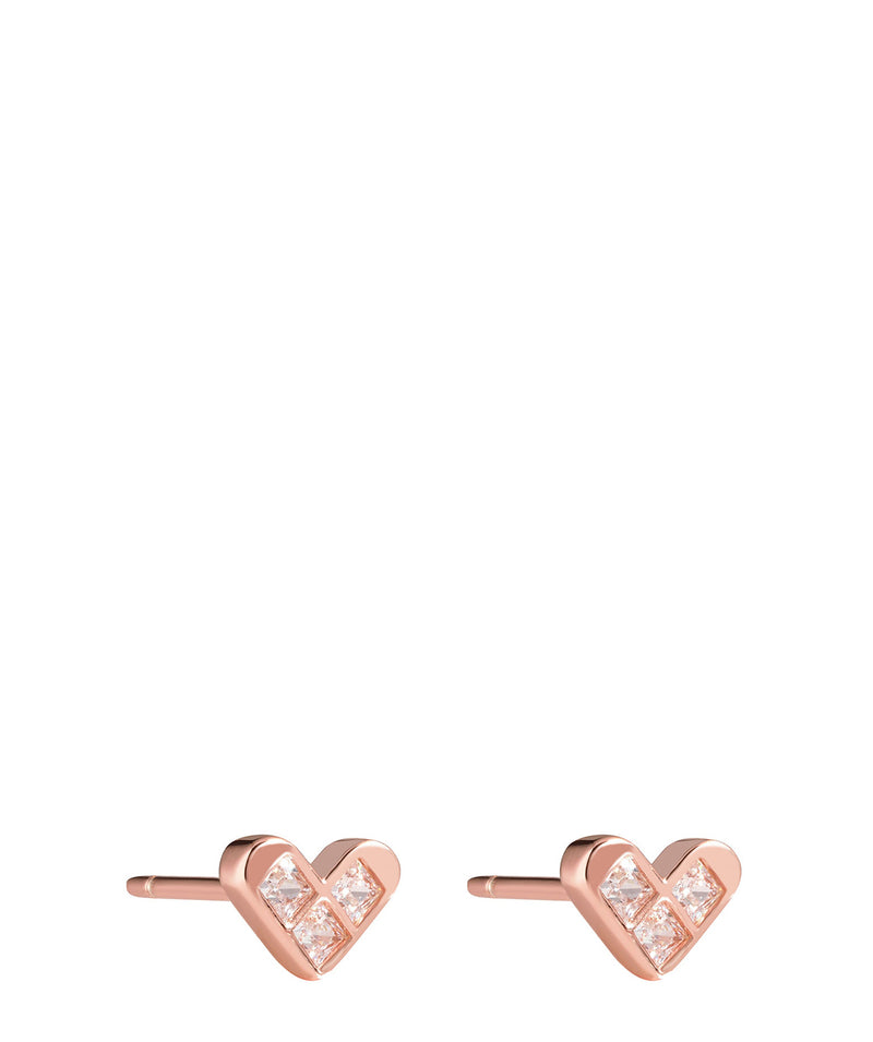 'Jeanne' Rose Gold Plated Sterling Silver and Crystal Heart Earrings image 1