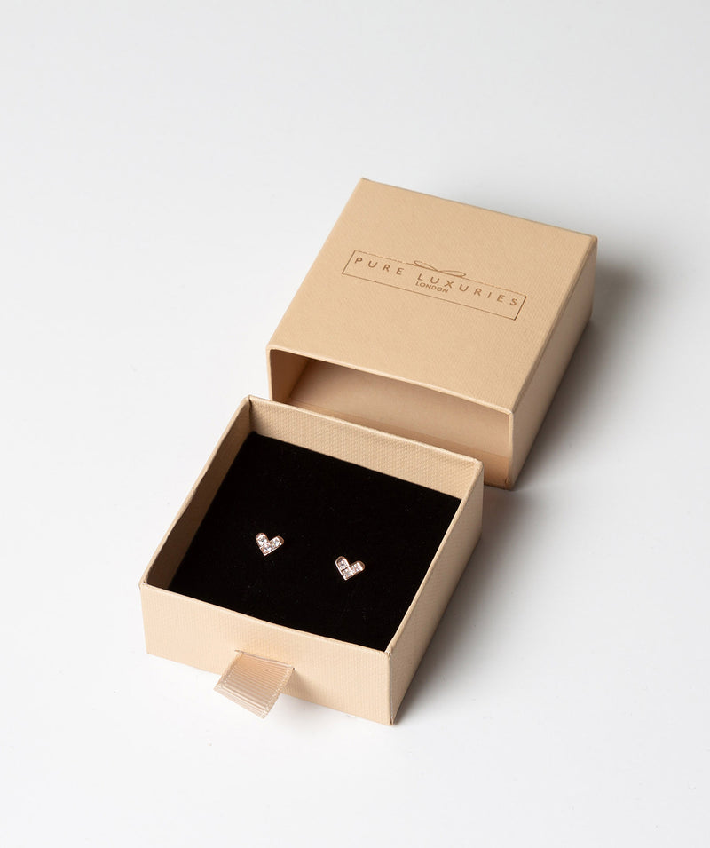 'Jeanne' Rose Gold Plated Sterling Silver and Crystal Heart Earrings image 3