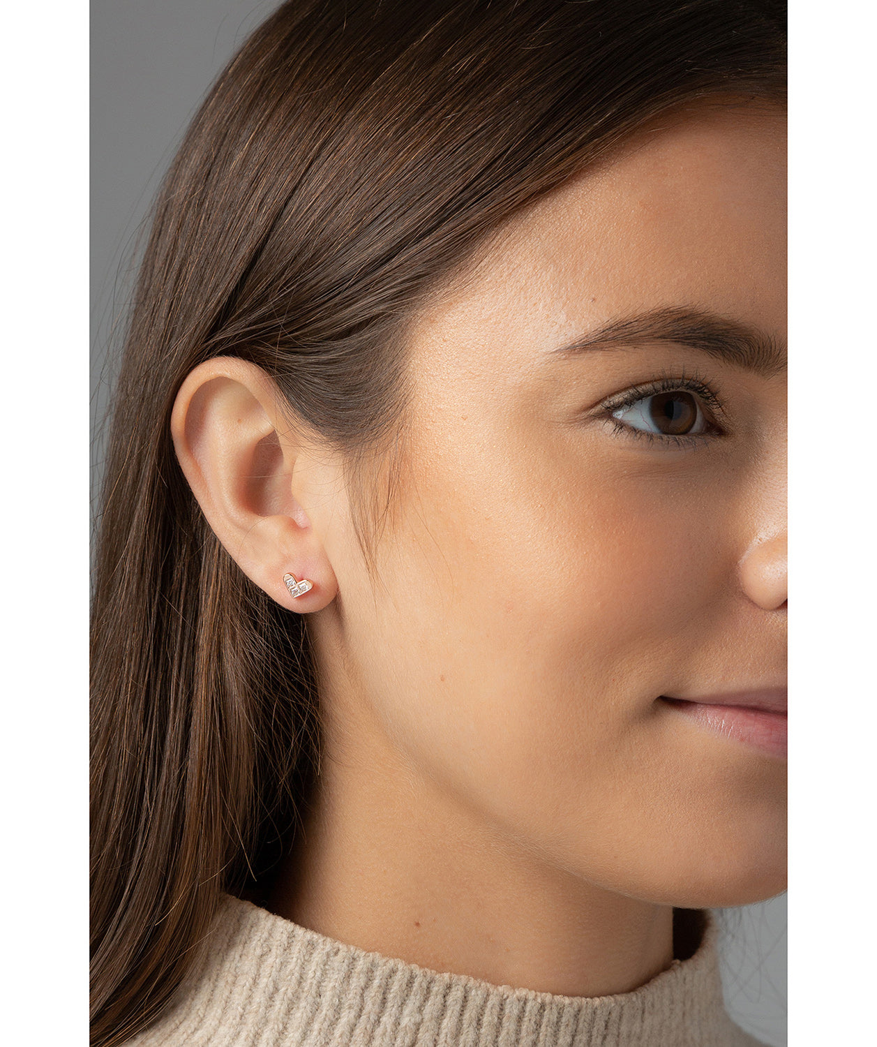 'Jeanne' Rose Gold Plated Sterling Silver and Crystal Heart Earrings image 2