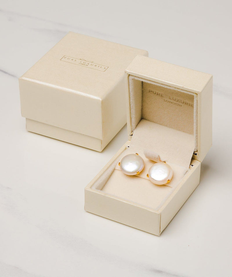 Gift Packaged 'Enora' 18ct Yellow Gold Plated Sterling Silver Shell Pearl Earrings