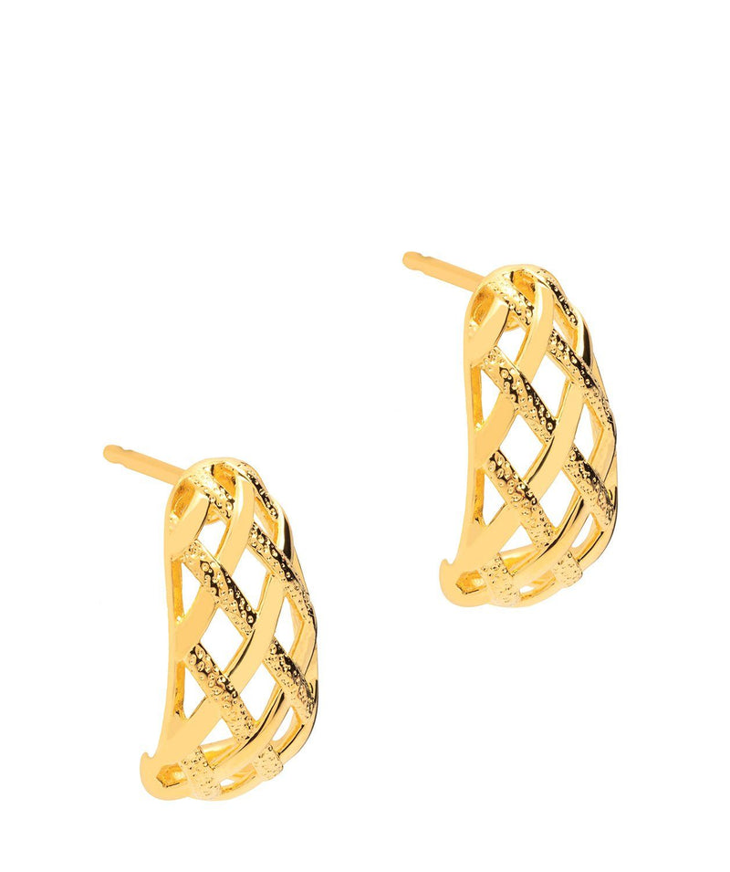 Gift Packaged 'Solis' 18ct Yellow Gold Plated Sterling Silver Curved Earrings