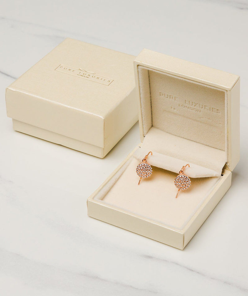 Gift Packaged 'Fenella' 18ct Rose Gold Plated Sterling Silver Cubic Zirconia Sparkle Disc Earrings