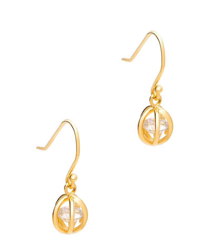 Gift Packaged 'Vianne' 18ct Yellow Gold Plated 925 Silver & Cubic Zirconia Drop Earrings