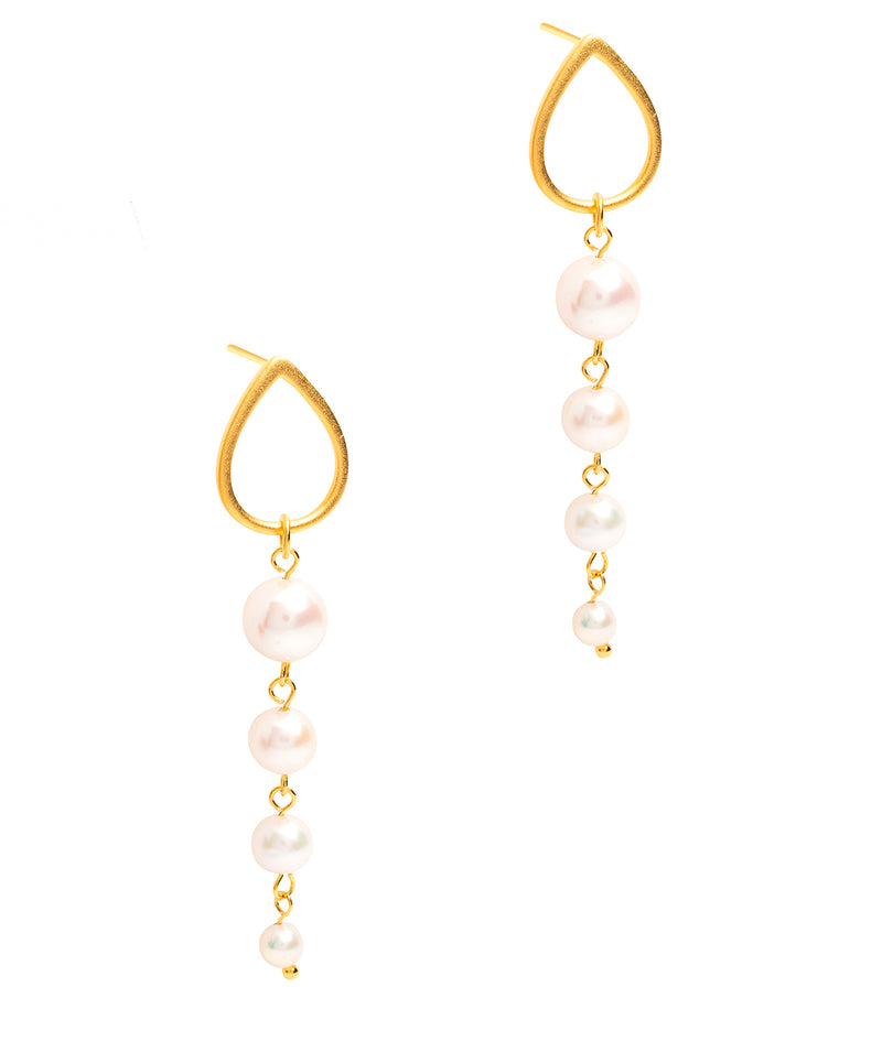 Gift Packaged 'Esperanza' 18ct Yellow Gold Plated Sterling Silver Freshwater Pearl Earrings
