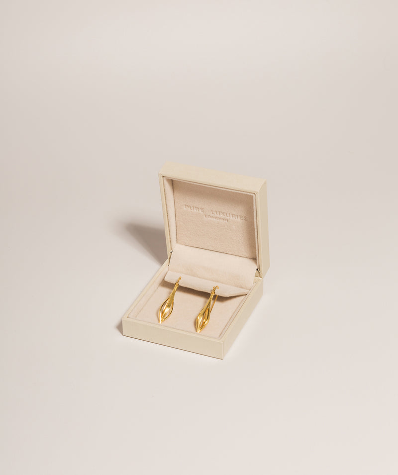 Gift Packaged 'Jodie' Brushed 18ct Yellow Gold Plated 925 Silver Caged Drop Earrings