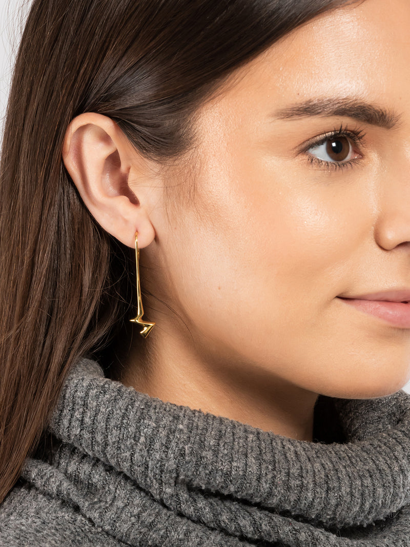 Gift Packaged 'Justina' 18ct Yellow Gold 925 Silver Minimalist Angular Earrings