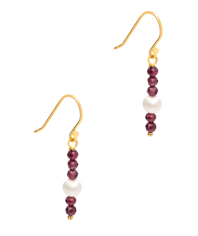 Gift Packaged 'Hetty' 18ct Yellow Gold Plated 925 Silver with Freshwater Pearl & Plum Gemstone Drop Earrings