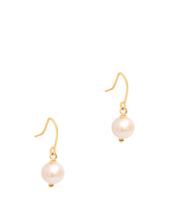 Gift Packaged 'Mendes' 18ct Yellow Gold Plated Sterling Silver Classic Freshwater Pearl Drop Earrings