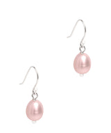 Gift Packaged 'Lucero' Sterling Silver Ringed Baroque Freshwater Pink Pearl Drop Earrings