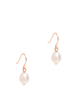 Gift Packaged 'Lucero' 18ct Rose Gold Plated Sterling Silver Ringed Baroque Freshwater Pearl Drop Earrings