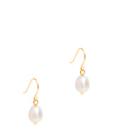 Gift Packaged 'Lucero' 18ct Yellow Gold Plated Sterling Silver Ringed Baroque Freshwater Pearl Drop Pearl Earrings