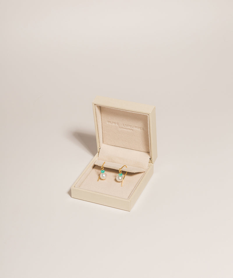 Gift Packaged 'Hildie' 18ct Yellow Gold Plated 925 Silver & Freshwater Pearl Drop Earrings