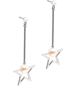 Gift Packaged 'Clementine' 925 Silver & Freshwater Pearl Star Drop Earrings