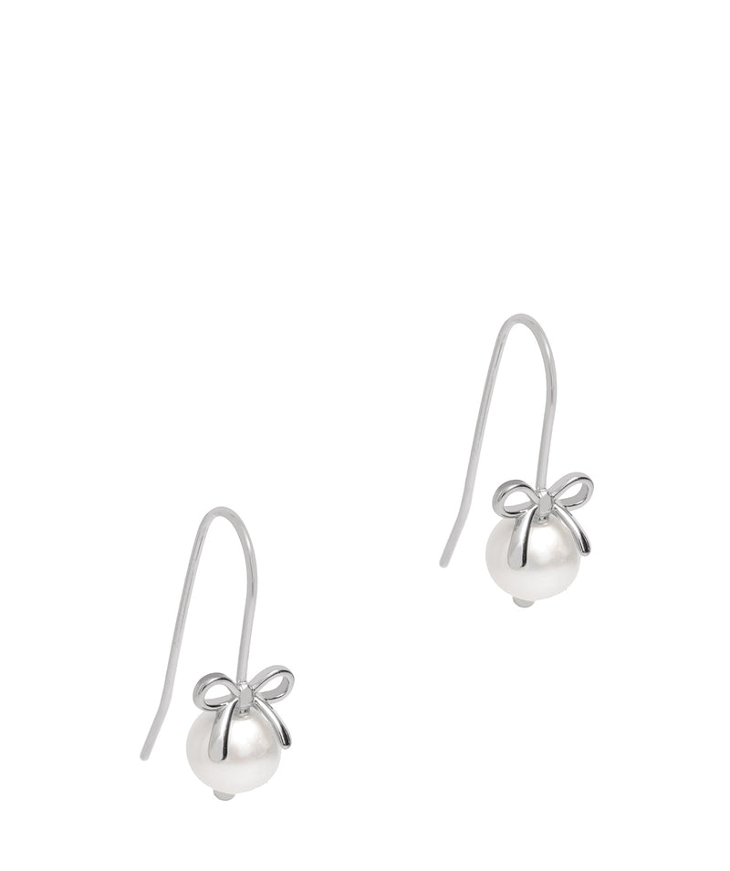 Gift Packaged 'Gertrude' Sterling Silver Bow Freshwater Pearl Earrings