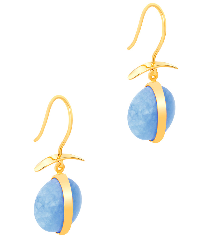 Gift Packaged 'Manon' 18ct Yellow Gold Plated 925 Silver & Blue Gemstone Drop Earrings