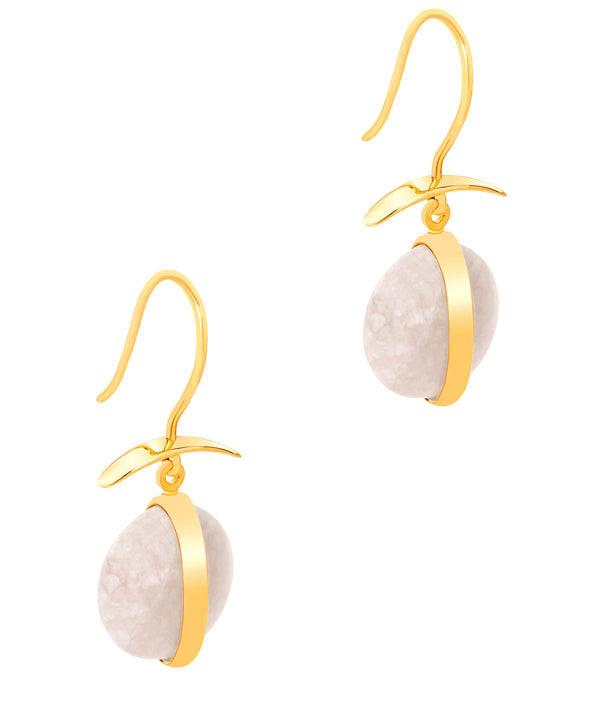 Gift Packaged 'Manon' 18ct Yellow Gold Plated 925 Silver & Cream Gemstone Drop Earrings