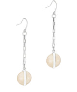 Gift Packaged 'Perdita' 925 Silver & Cream Gemstone Drop Earrings