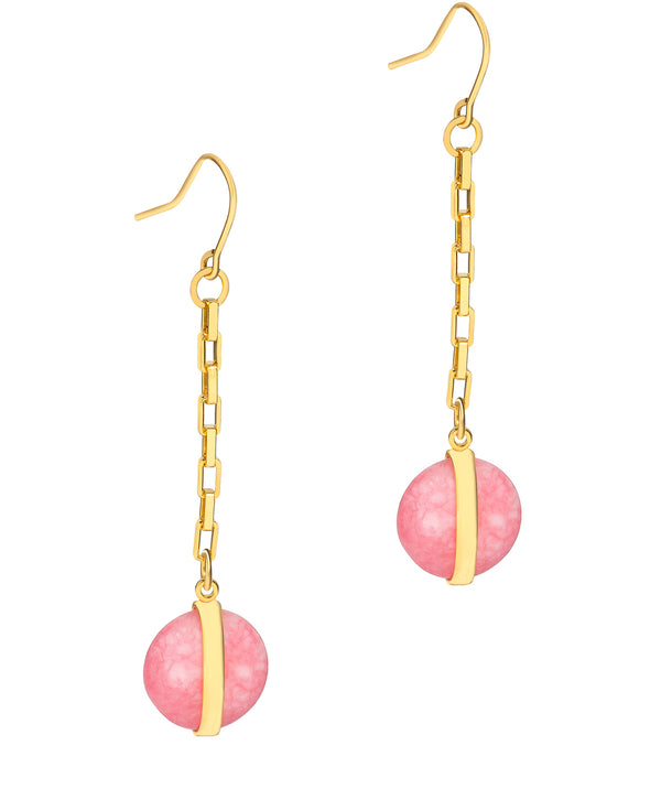 Gift Packaged 'Perdita' 18ct Yellow Gold Plated 925 Silver & Pink Gemstone Drop Earrings