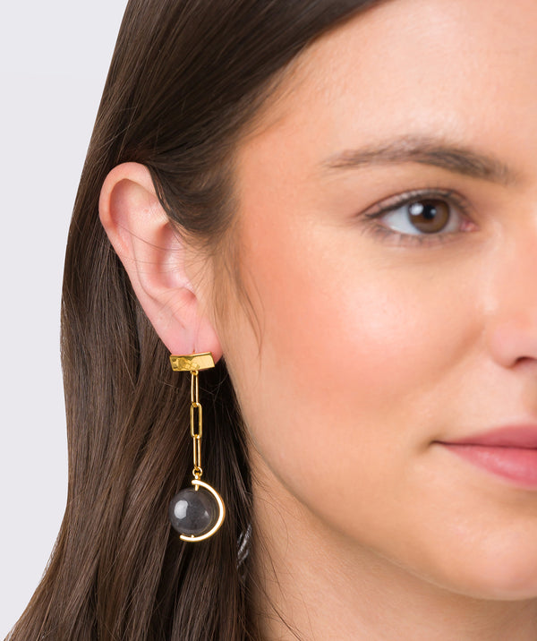 Gift Packaged 'Lucille' 18ct Yellow Gold Plated Sterling Silver & Gemstone Drop Earrings