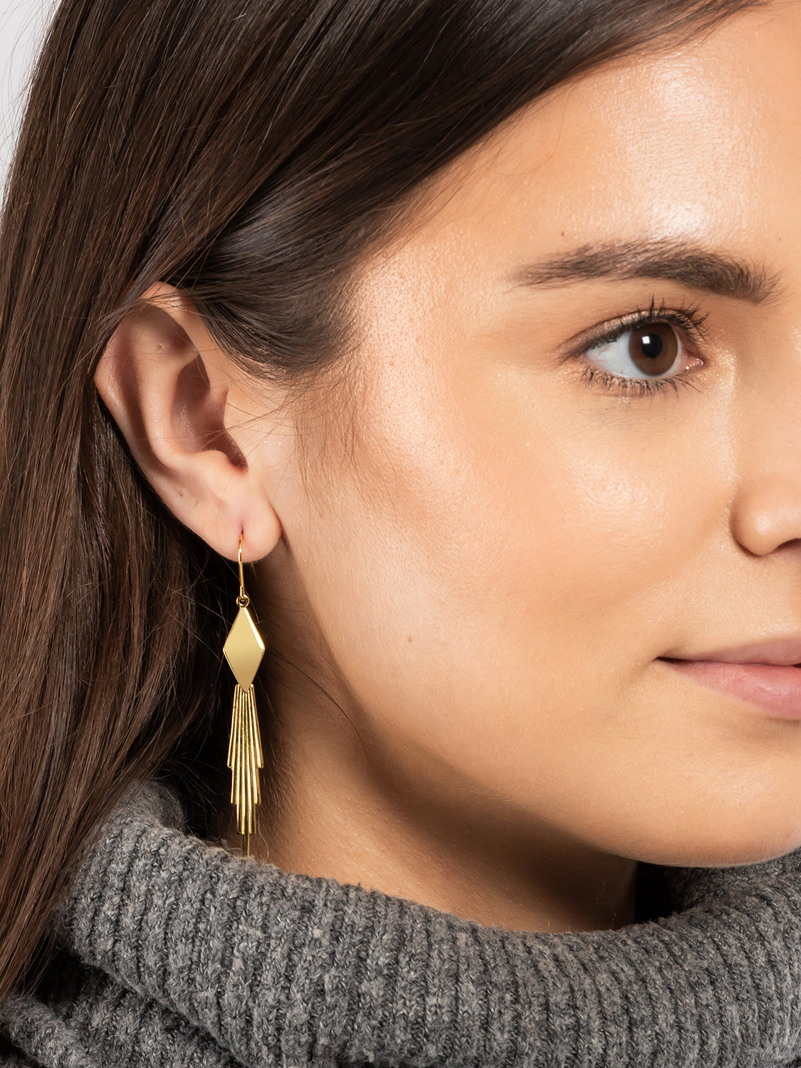 Gift Packaged 'Cicely' 18ct Yellow Gold Plated 925 Silver Art Deco Drop Earrings