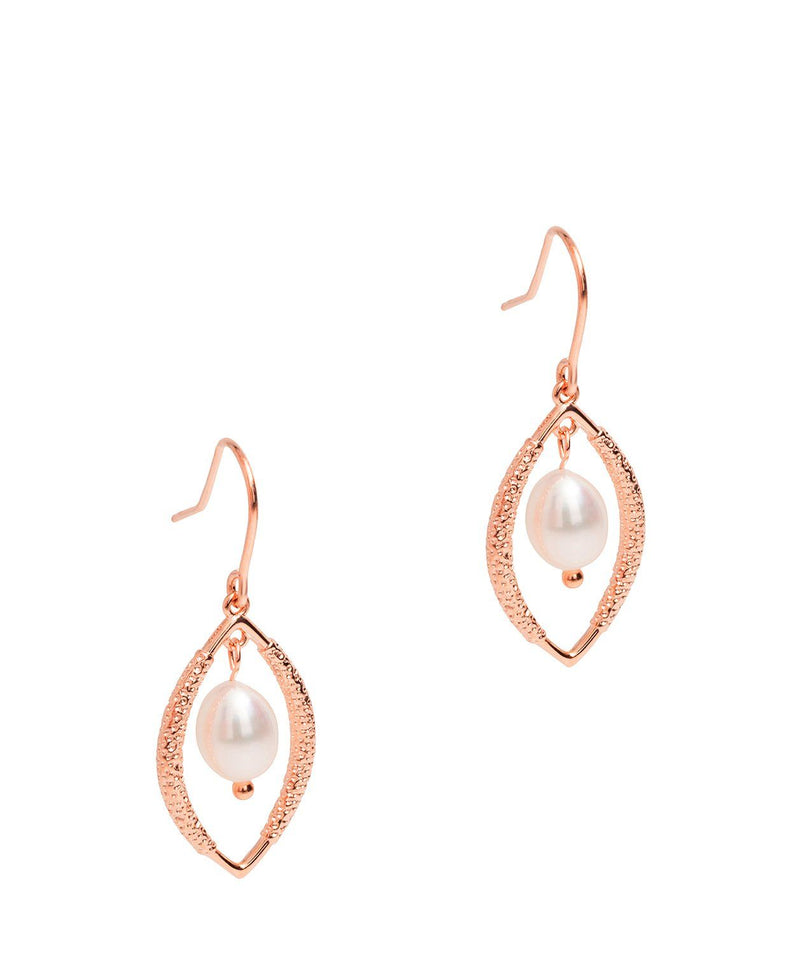 Gift Packaged 'Dorothy' 18ct Rose Gold Plated Sterling Silver Teardrop Framed Freshwater Pearl Earrings