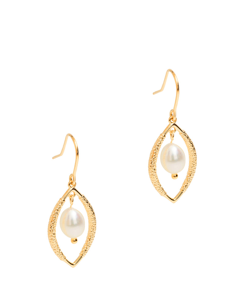 Gift Packaged 'Dorothy' 18ct Yellow Gold Plated Sterling Silver Teardrop Framed Freshwater Pearl Earrings