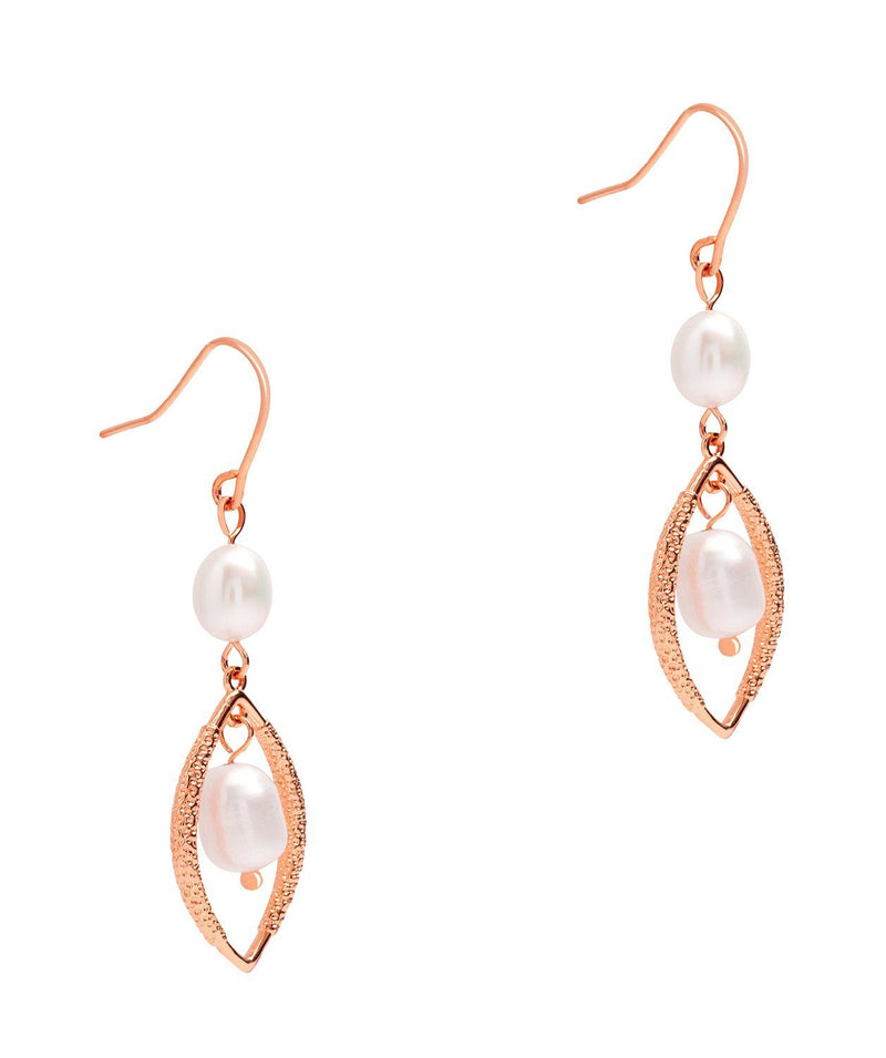 Gift Packaged 'Florence' 18ct Rose Gold Plated Sterling Silver Freshwater Pearl Teardrop Earrings