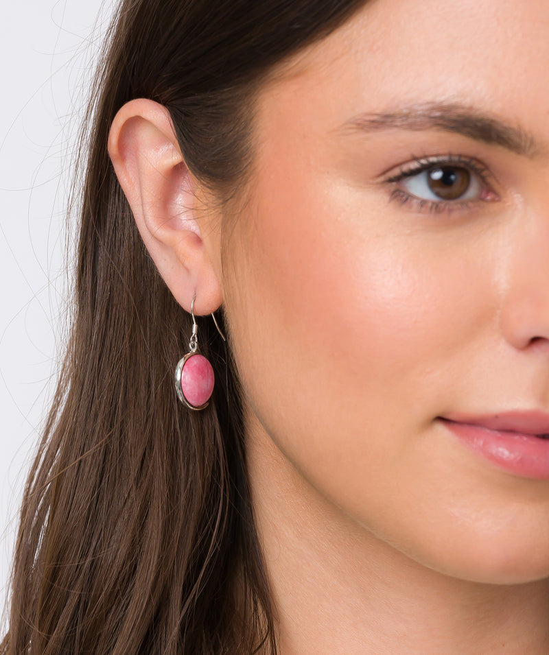 Gift Packaged 'Mattea' 925 Silver & Pink Gemstone Drop Earrings