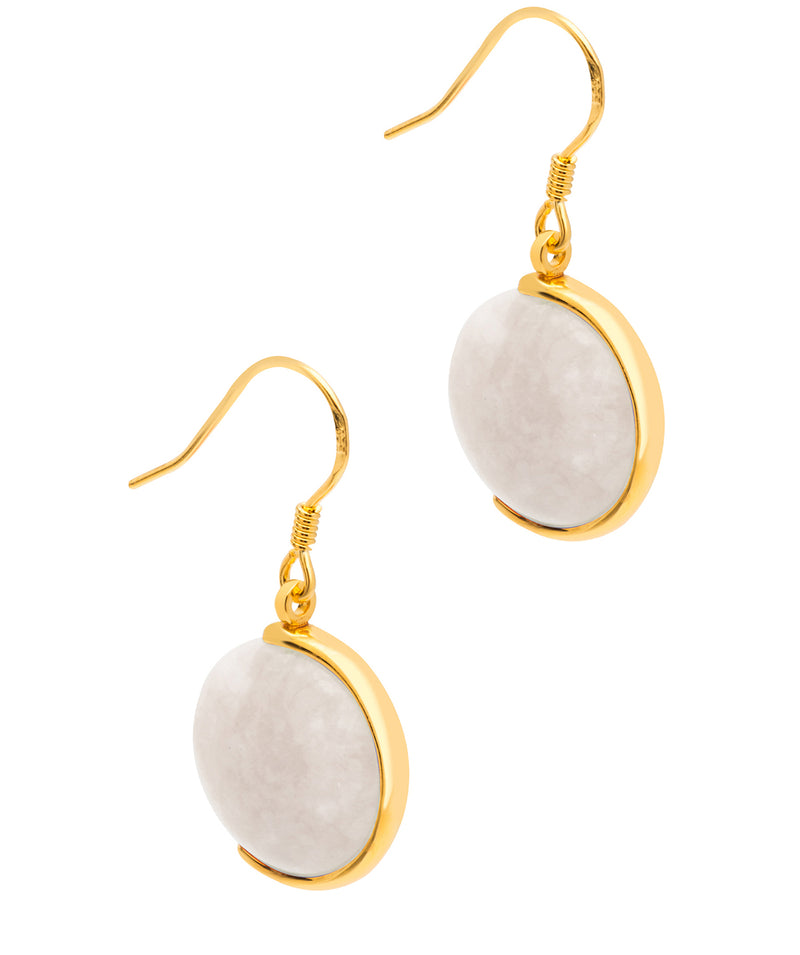 Gift Packaged 'Mattea' 18ct Yellow Gold Plated 925 Silver & Cream Gemstone Drop Earrings