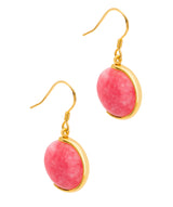 Gift Packaged 'Mattea' 18ct Yellow Gold Plated 925 Silver & Pink Gemstone Drop Earrings