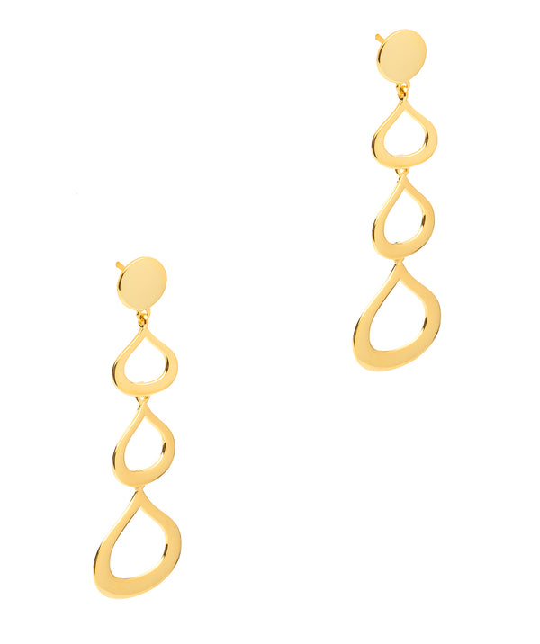 Gift Packaged 'Samara' 18ct Yellow Gold Plated 925 Silver Cut-Out Raindrop Drop Earrings