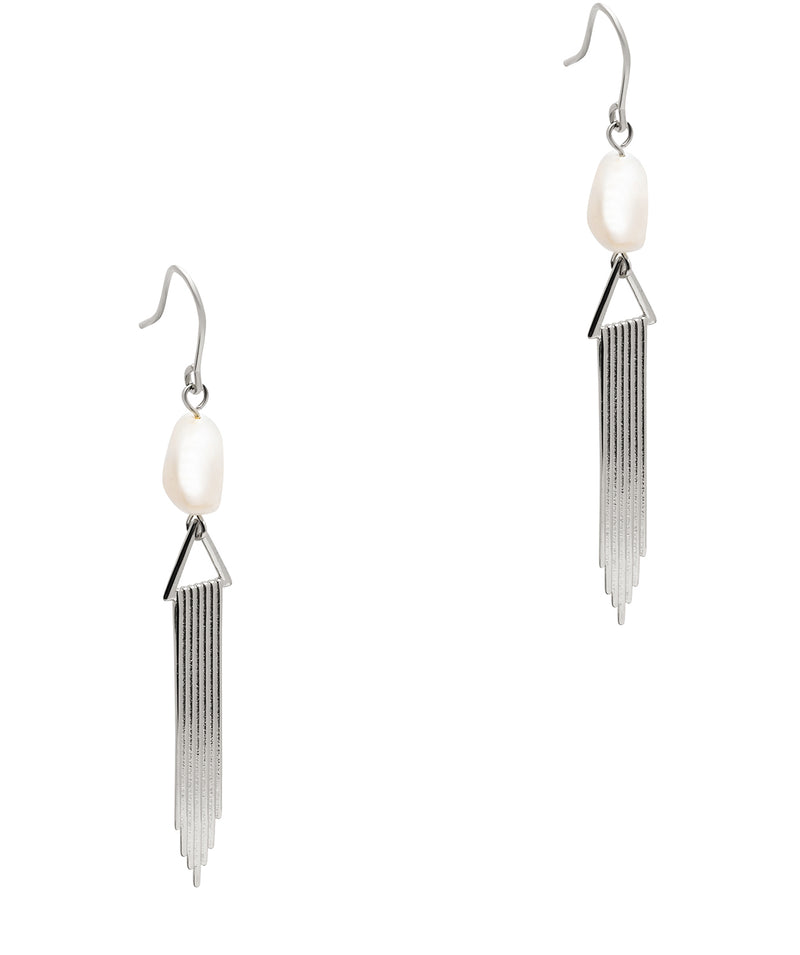 Gift Packaged 'Carrie' 925 Silver and Pearl Art Deco Drop Earrings
