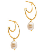Gift Packaged 'Bridget' 18ct Yellow Gold Plated 925 Silver Crescent Moon & Freshwater Pearl Hoop Earrings