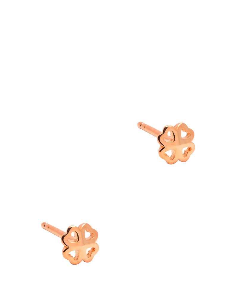 Gift Packaged 'Katrina' 18ct Rose Gold 925 Silver Four Leaf Clover Stud Earrings