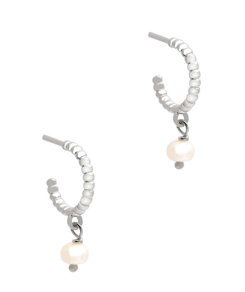Gift Packaged 'Carmel' 925 Silver & Freshwater Pearl Half Hoop Earrings