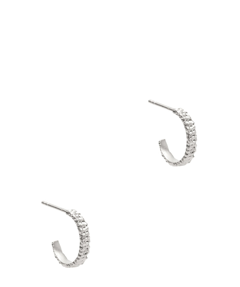 Gift Packaged 'Nessa' 925 Silver Textured Small Half Hoop Earrings